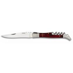 Couteau pliant Laguiole Tradition Stamina Rouge lame 9.6cm avec tire-bouchon