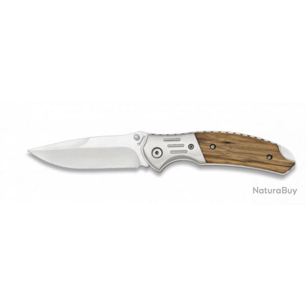 Couteau pliant de chasse moderne manche bois Zebrano et lame de 8.5cm