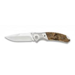 Couteau pliant de chasse moderne SANGLIER manche bois Zebrano et lame de 8.5cm