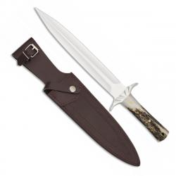 FETE DES PERES - Dague de chasse corne de Cerf véritable lame 25cm