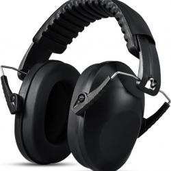 Casque antibruit noir 27dB, Pliable Réglable Confortable, pour Milieu Bruyant ou Stressant