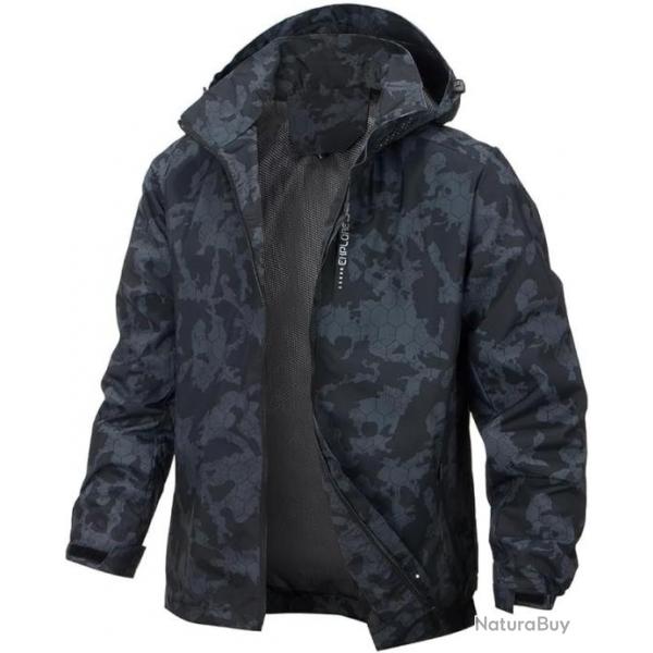 Coupe vent impermable - Tailles M  4XL - Camouflage noir - Livraison rapide