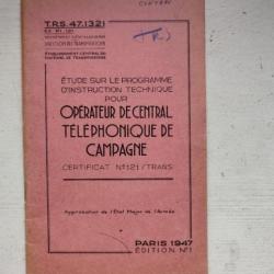 MANUEL DE L OPÉRATEUR DE CENTRAL TÉLÉPHONIQUE DE CAMPAGNE