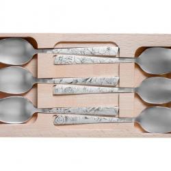 COFFRET 6 cuillères a café LE THIERS INOX fleuri maison roger orfevre