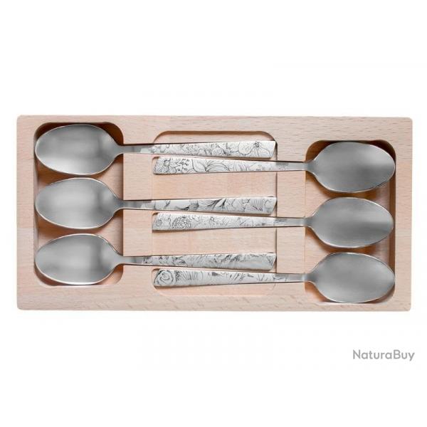 COFFRET 6 cuillres a caf LE THIERS INOX fleuri maison roger orfevre