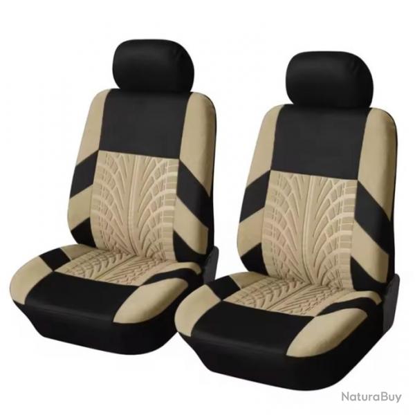 Ensemble de Housses de Sige Avant de Voiture 4 Pices Universel Lavable Beige