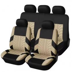 Ensemble Complet Housses de Siège de Voiture 5 Places Universel lavable Beige