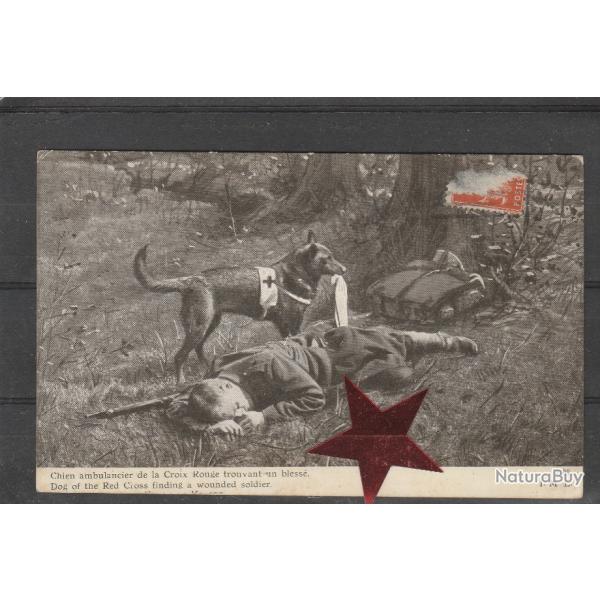 CPA- CHIEN Ambulancier de la Croix Rouge trouvant un bless soldat-N568