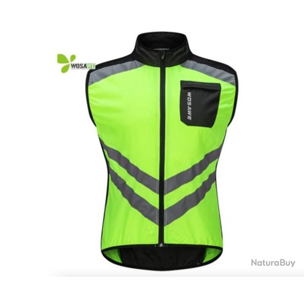 Gilet de Scurit Veste Coupe-Vent Rflchissante Ultra Lgre Jaune Fluo