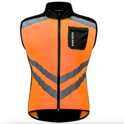 Gilet de Sécurité Veste Coupe-Vent Réfléchissante Ultra Légère Orange