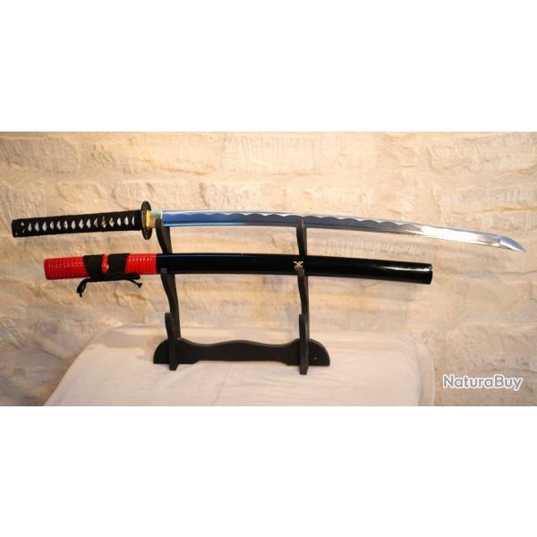 REPRODUCTION sabre japonais katana fourreau laqu noir avec symbole bonne qualit EBR24JAP028