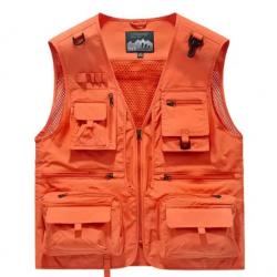 Veste Multifonctionnelle avec Col en V et Doublure Respirante Orange