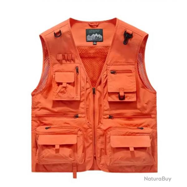 Veste Multifonctionnelle avec Col en V et Doublure Respirante Orange