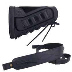 Sangle de support de coque de fusil de chasse en cuir noir *-16Gauge -*LIVRAISON GRATUITE !!