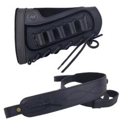 Sangle de support de coque de fusil de chasse en cuir noir *-20Gauge -*