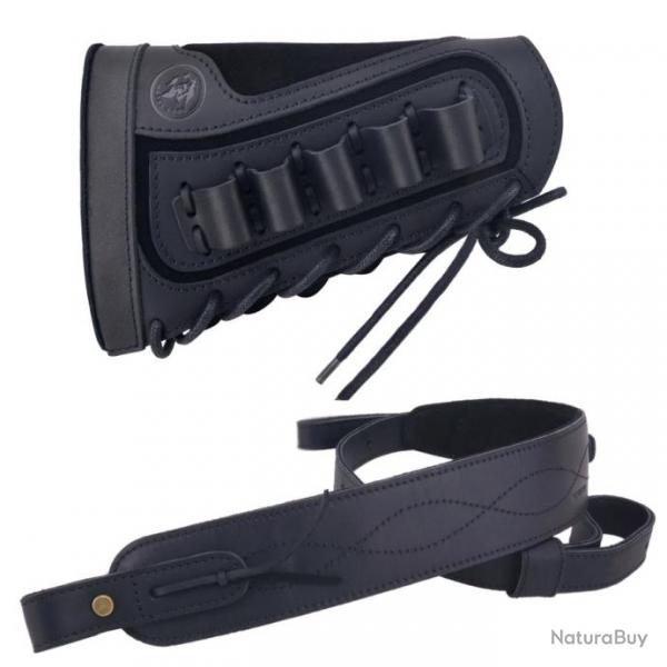 Sangle de support de coque de fusil de chasse en cuir noir *-20Gauge -*