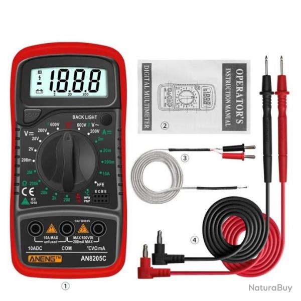 Multimtre digital portatif avec cran rtroclair LCD - ref.2