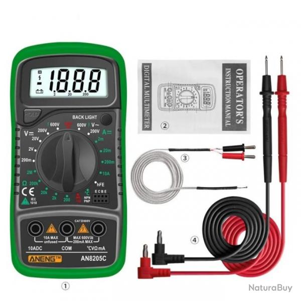 Multimtre digital portatif avec cran rtroclair LCD - ref.4