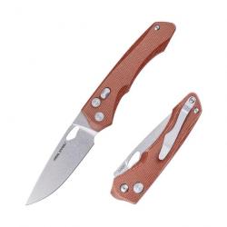 Couteau Real Steel Griffin Pro Natural Lame Acier 14C28N Manche Micarta Button Lock IKBS RS7131NM