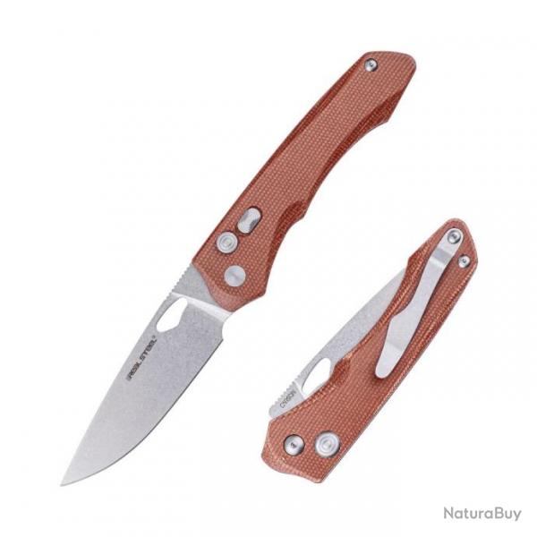 Couteau Real Steel Griffin Pro Natural Lame Acier 14C28N Manche Micarta Button Lock IKBS RS7131NM