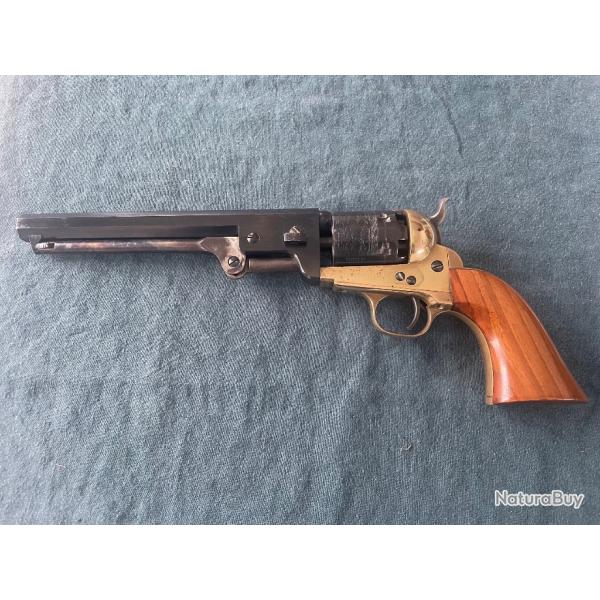 Colt 1851 Navy laiton (rare) barillet grav Cal 36 PN rplique Uberti 1977