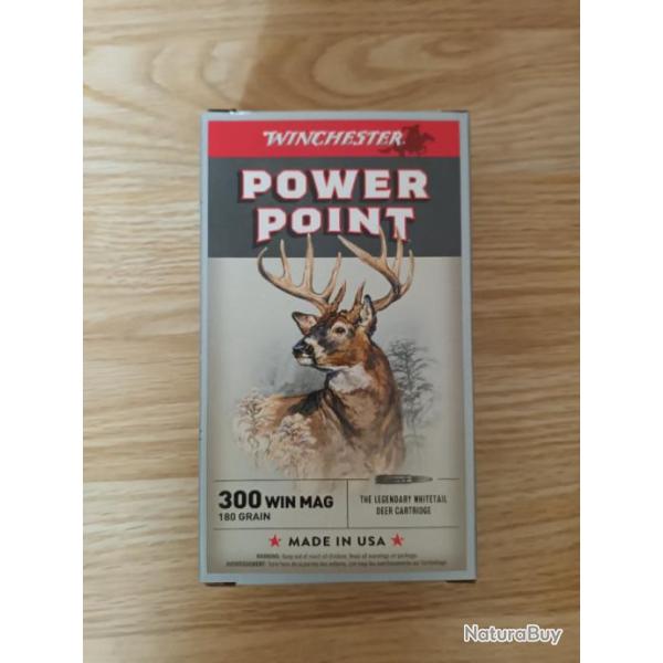 Balles Wichester power point 300 win mag 11.7g 180 grains