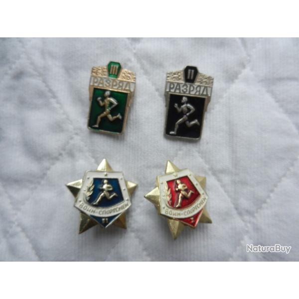 lot de 4 pinglettes insignes sportifs russes