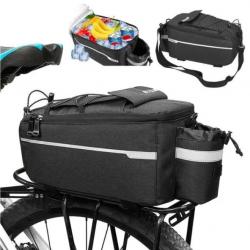 Sacoche de Vélo pour Porte-Bagages - 8L, Imperméable, Noir avec Bandoulière - Sécurisée et Pratique