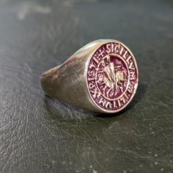 Chevaliere en Laiton Sceau des Templiers - blason bague bronze maconnique