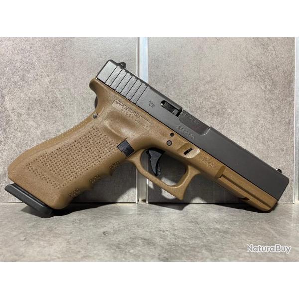 "SOLDE" Pistolet GLOCK 17 Gen4 FDE Calibre 9 mm Para (Un mug et un patch velcro GLOCK Offert)