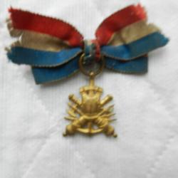 ancien insigne tricolore patriotique français cuirasse et canons croisés - anciens combattants