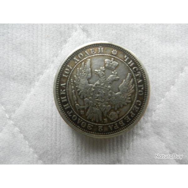 pice de 1 rouble russe en argent 1856 transforme en insigne de boutonnire