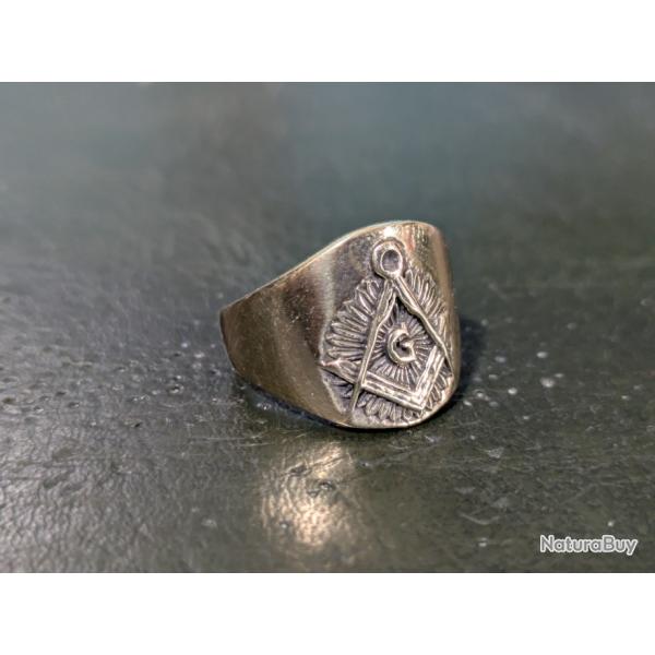 Chevaliere en Laiton Sceau Maconnique - blason bague bronze franc-maconnerie