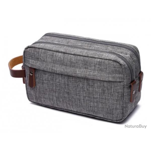 Trousse de Toilette de Voyage Grande Capacit - Tissu Oxford Gris, 25 x 11 x 14 cm