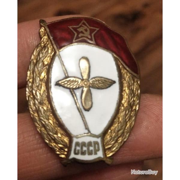 INSIGNE EN LAITON "FIN D'TUDES DE L'COLE D'AVIATION" URSS CCCP