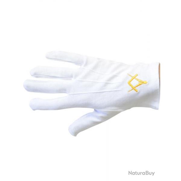 Gants Blancs Brods franc maon Taille 8,5