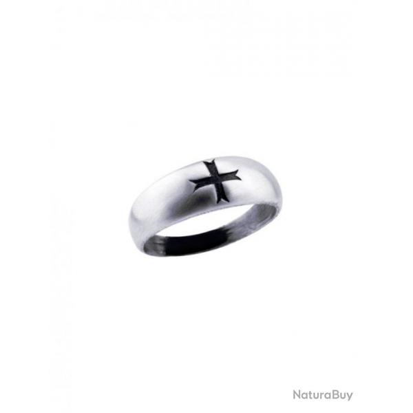 Bague argent croix templire noire taille 75