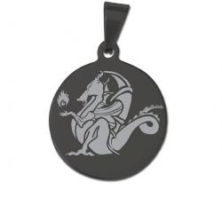 Médaille ronde noire « Dragon gardien »