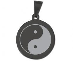 Médaille ronde noire « Yin yang »