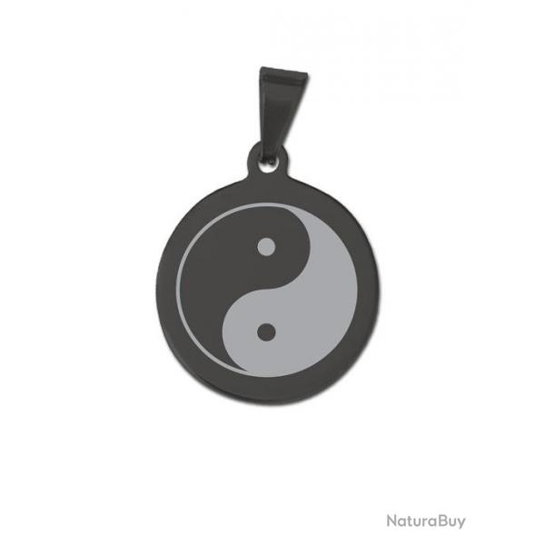 Mdaille ronde noire  Yin yang 