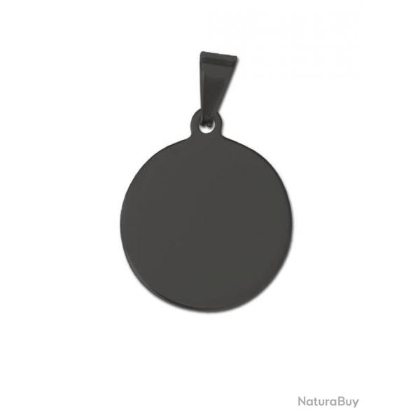 Mdaille ronde noire en inox ( personnaliser)