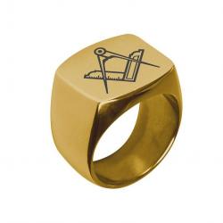 Chevalière dorée Équerre Compas (Maître) taille 65