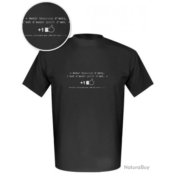 T shirt noir Rseaux sociaux citation Manches courtes