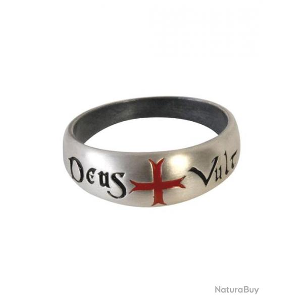 Bague templire argent  Deus + Vult  taille 75