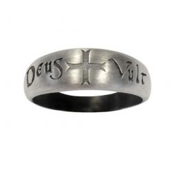 Bague templier en argent brossé « Deus + Vult » taille 75