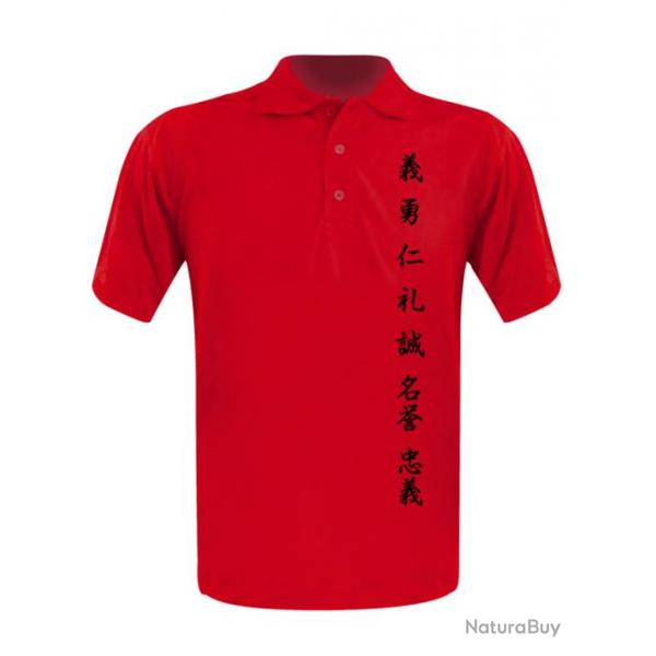 Polo rouge 7 Vertus du Bushido L