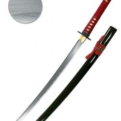 Katana « Rubis », Lame aiguisée Damas