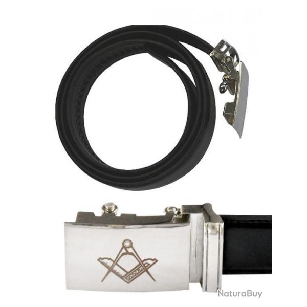 Ceinture noire en cuir querre compas