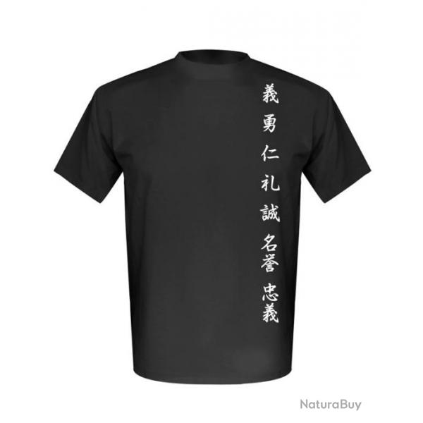 T shirt noir Les 7 vertus du Bushido