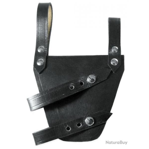 Porte-pe mdival oblique en cuir noir pour Gaucher